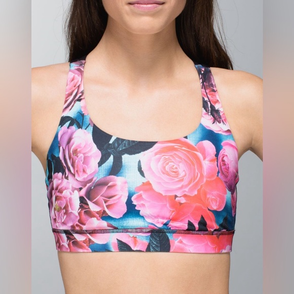 lululemon athletica Other - Lululemon Energy Bra Secret Garden Black Women’s Sports Bra Size 4